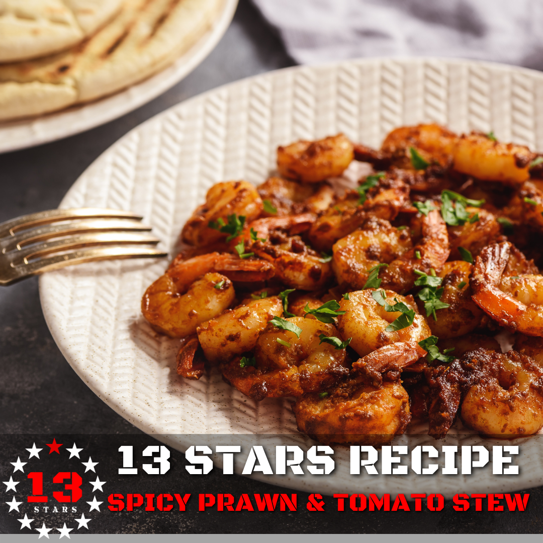 13 Stars Hot Sauce - Recipe - Spicy prawn and tomato stew 