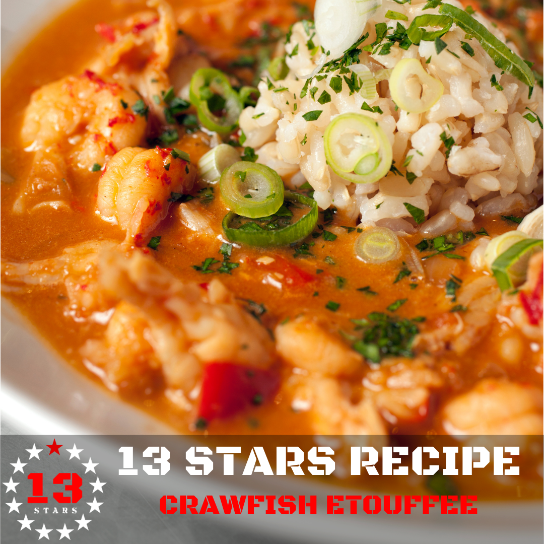 13 Stars Hot Sauce - Recipe - Crawfish Etouffee