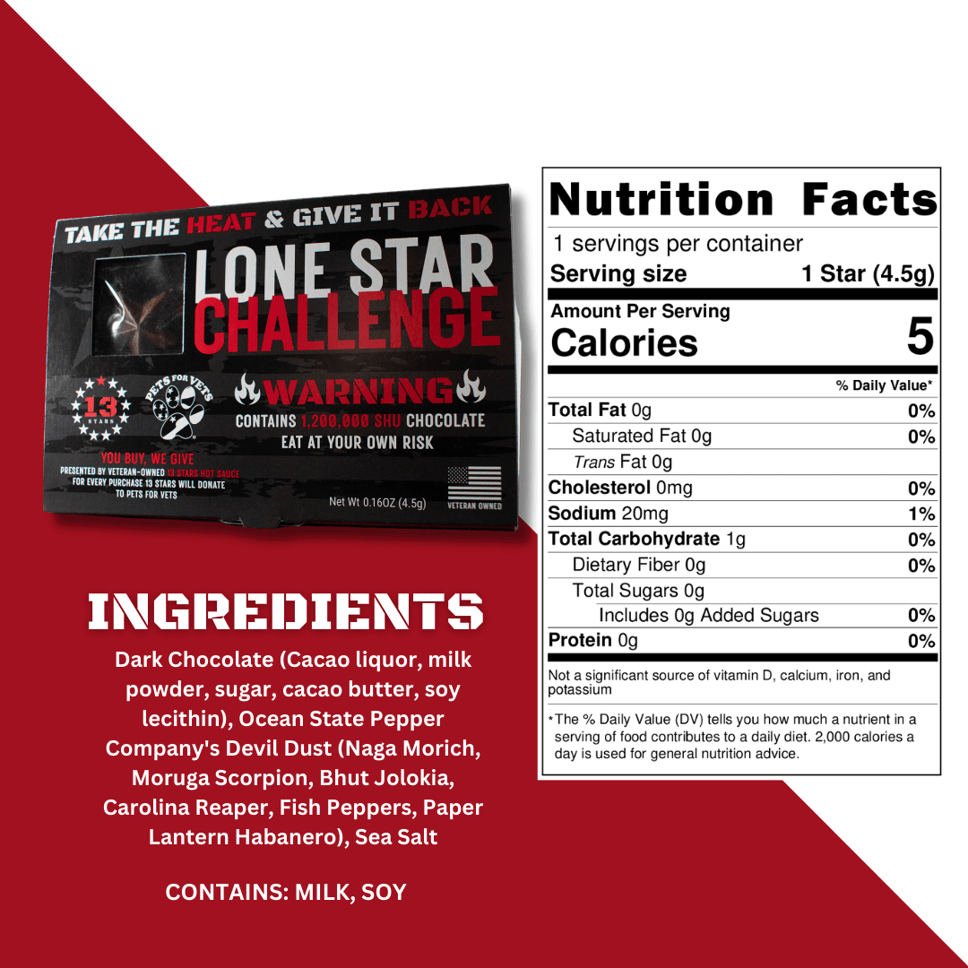 13 Stars Lone Star Challenge Ingredients and Nutritional Facts