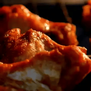 Close-up of a fried dish with a dark background
