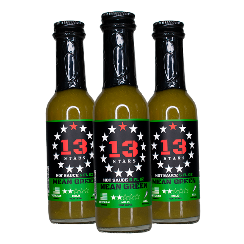 13 Stars Hot Sauce - Mean Green - Mild Hot Sauce - 3-Pack
