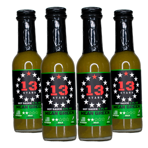 13 Stars Hot Sauce - Mean Green - Mild Hot Sauce - 4-Pack